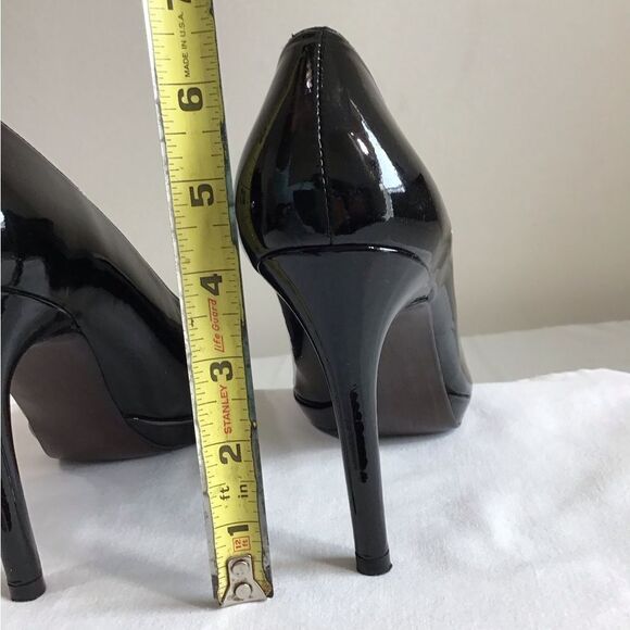 Stuart Weitzman Black Platswoon Pump Heel Shoes Patent Leather Size 7 1/2 - Picture 16 of 16